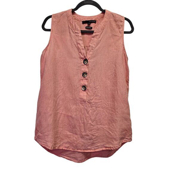 Harvé Benard Womens Sleeveless Pink Linen Button-Down Blouse Size M - Picture 1 of 10